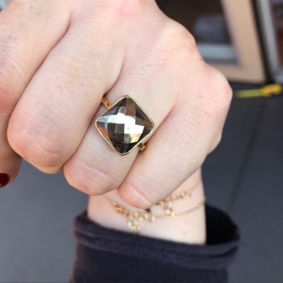 Pyrite faceted gold plated Ring - Picture 3 of 10